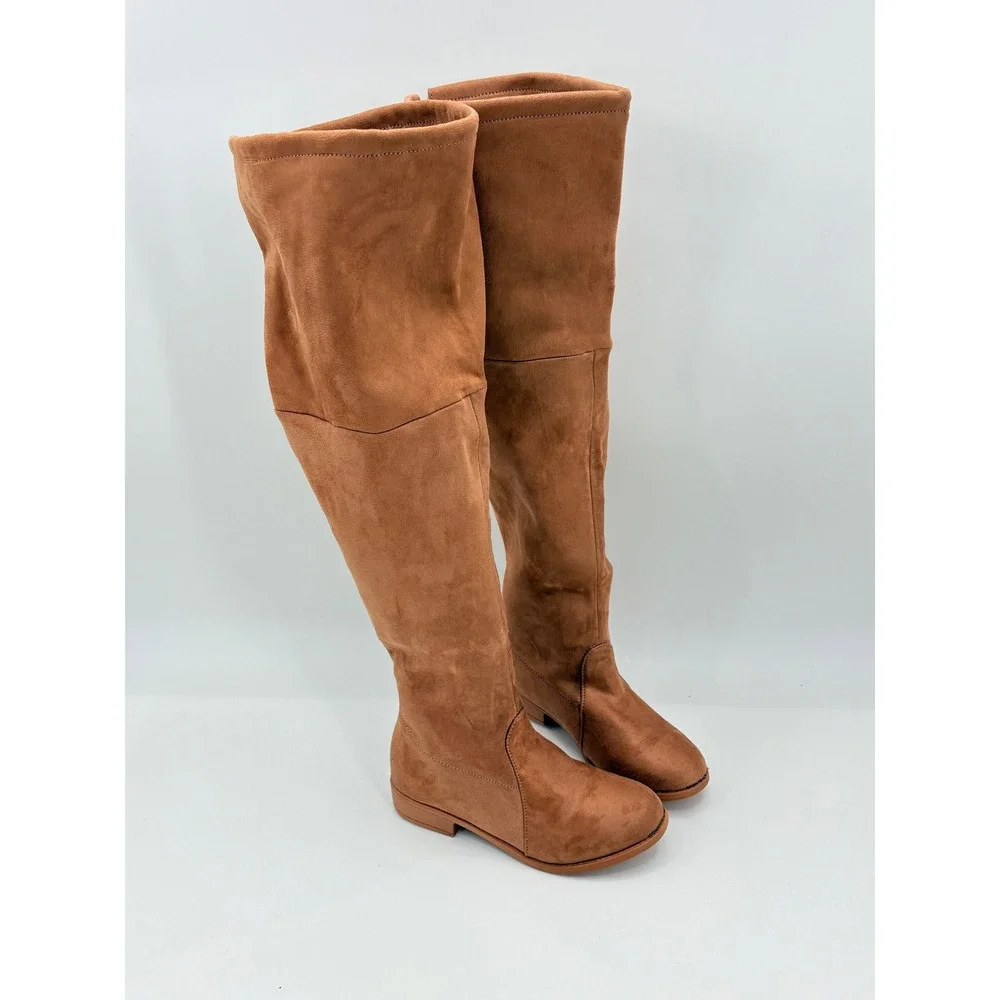 rue21 Dakota-20L Tan Faux Suede Over the Knee Flat Boots Women Size 6